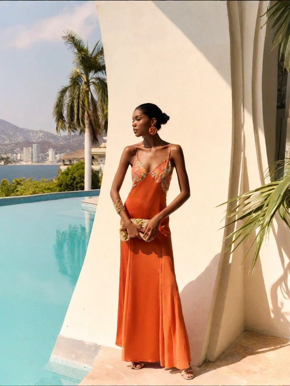 The Beaded Orange Slip Dress