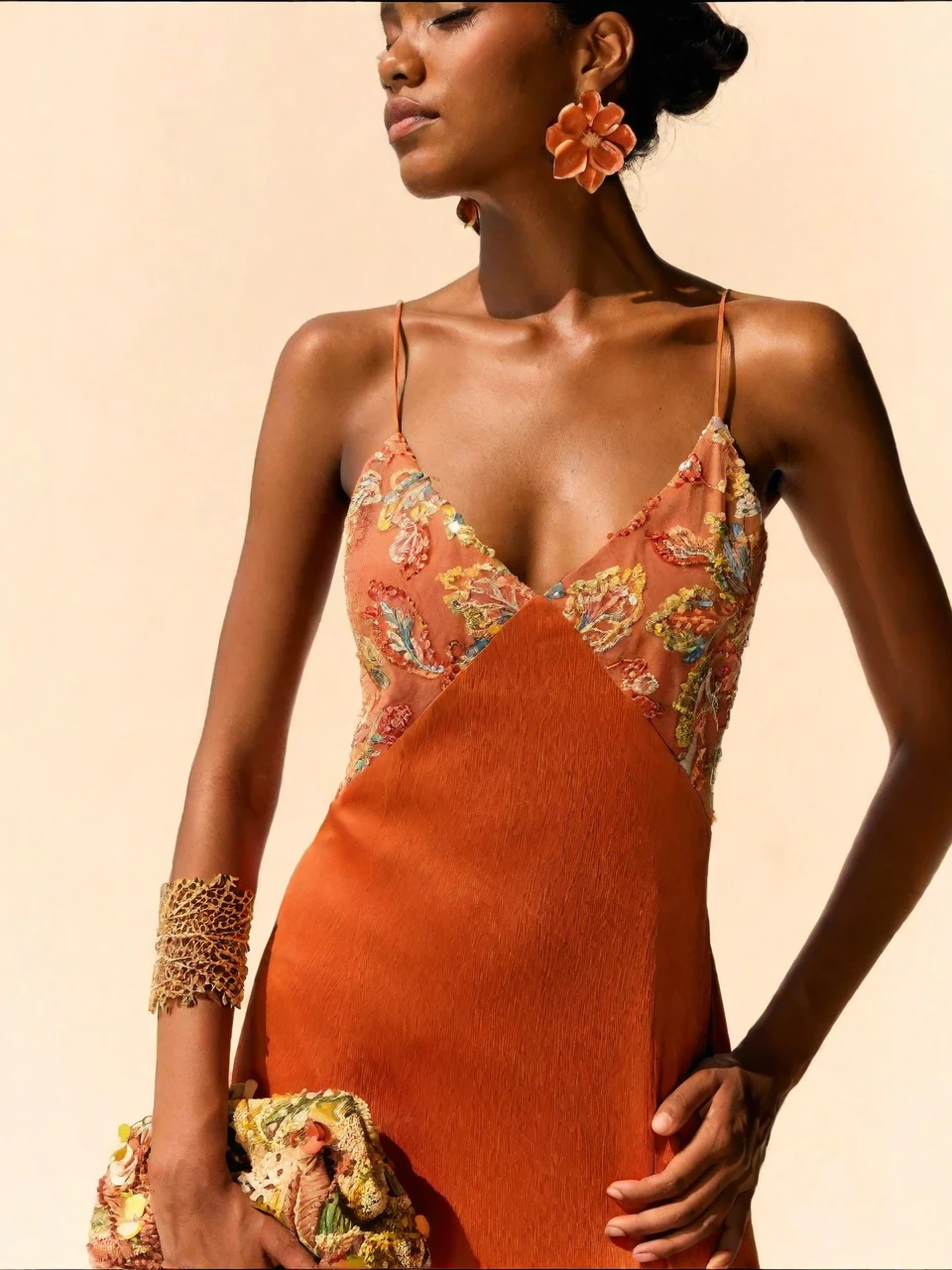 The Beaded Orange Slip Dress
