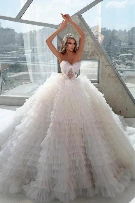 Extravagant A-line Princess Sleeveless Wedding Dresses With Crystal (ZD14598) - VelvetHem