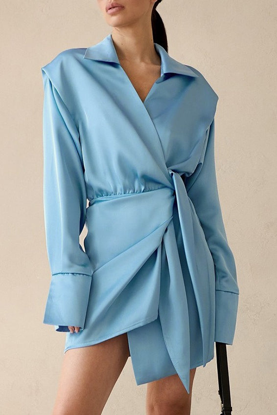 Asymmetric Satin Mini Dress