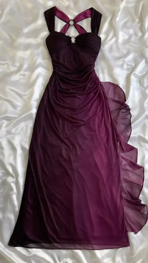 Sexy Ombre Purple Long Prom Dress Party Evening Gown - VelvetHem