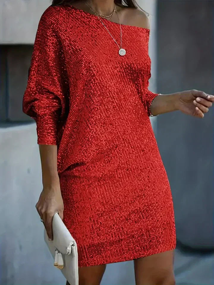 Dayana Aesthetic Party Contrast Sequin Dress Statement Occasion Edit