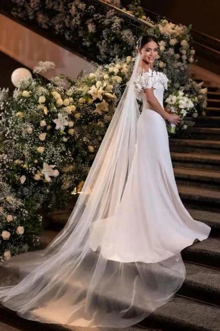 Fabulous Mermaid Satin Off-The-Shoulder Sleeveless White Wedding Dress (ZD16651)