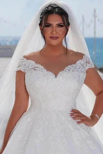 Fashion A-line Off-the-shoulder Wedding Dresses With Lace (ZD14617)