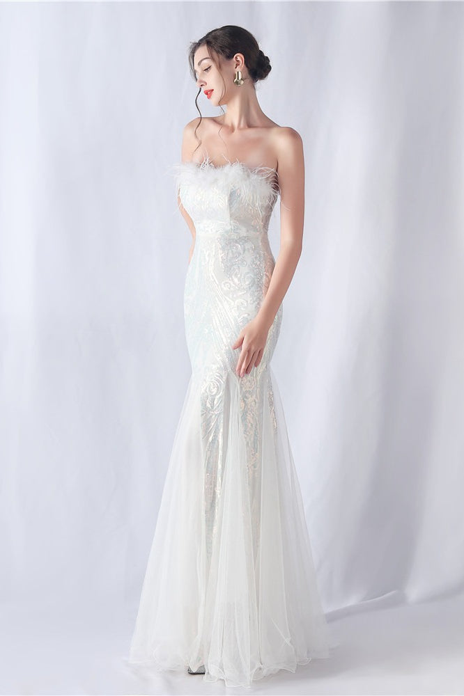 Ostrich Feather Sequin Dress with Relaxed Fit and Seasonal Wardrobe Essential