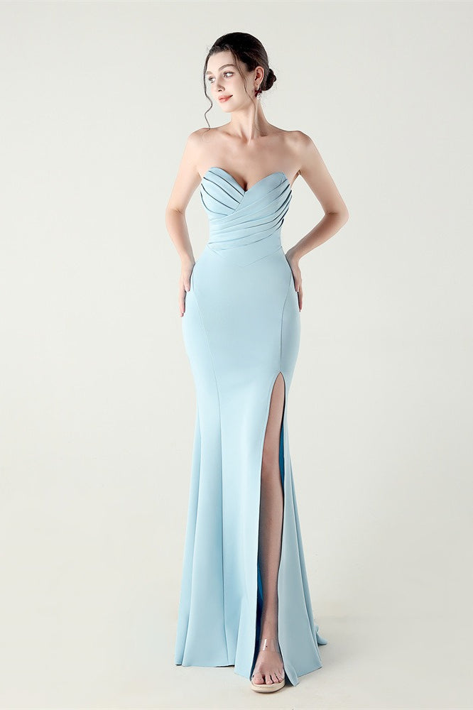 Strapless Sweetheart Pleated Modern Dress for Everyday Wear