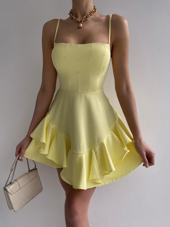 Spaghetti Straps Pink Homecoming Dress Lovely Homecoming Dress - View 3 | VelvetHem