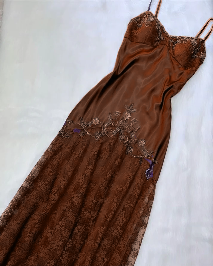 Vintage purple dress with flower accents Formal Evening Dress fg6334 - View 7 | VelvetHem