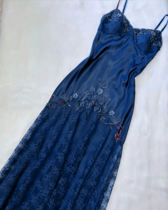 Vintage purple dress with flower accents Formal Evening Dress fg6334 - View 8 | VelvetHem