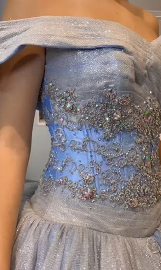 A Line Light Blue Off The Shoulder Quinceanera Dress Ball Gown fg6547 - View 6 | VelvetHem