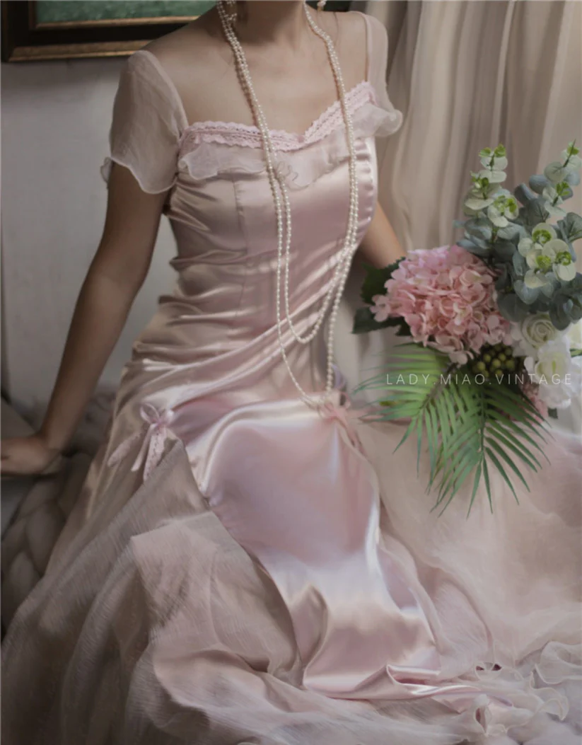 Baby pink vintage Evening Dresses fg6691 - View 7 | VelvetHem