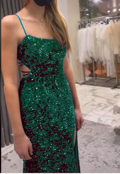 Long Evening Dresses Mermaid Sequins Prom Dress with Silt fg6711 - View 5 | VelvetHem