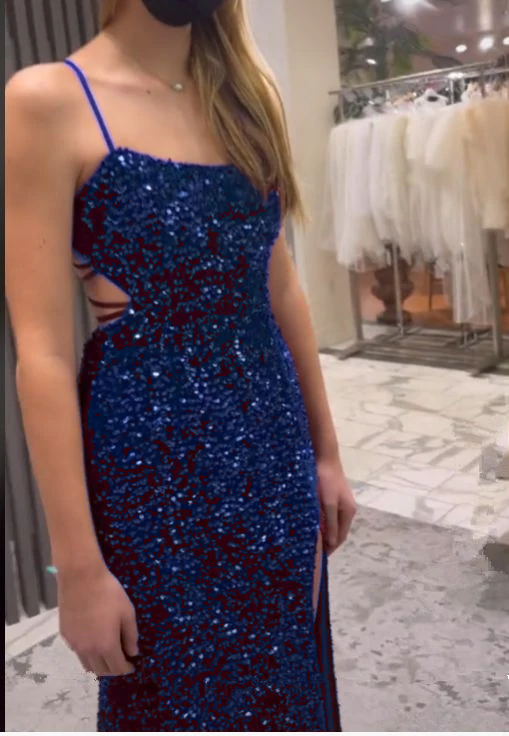 Long Evening Dresses Mermaid Sequins Prom Dress with Silt fg6711 - View 6 | VelvetHem