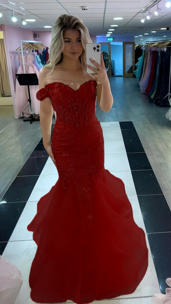 Yellow Mermaid Lace Evening Prom Dress, Long Party Formal Dresses fg7181 - View 5 | VelvetHem