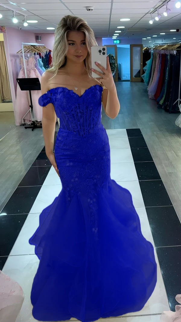 Yellow Mermaid Lace Evening Prom Dress, Long Party Formal Dresses fg7181 - View 9 | VelvetHem