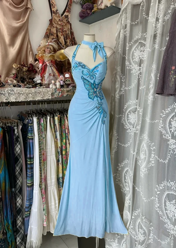 Yellow Halter Mermaid Long Prom Gown Evening Dress fg7398 - View 8 | VelvetHem