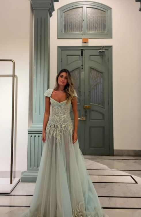 V Neck Tulle Beaded Prom Dress Classy Evening Dress Birthday Gown - View 7 | VelvetHem