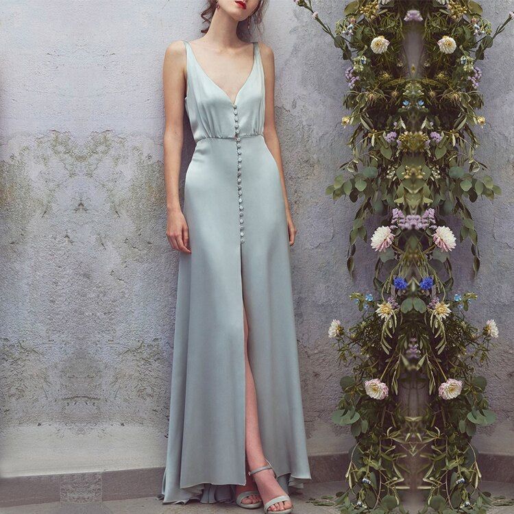 A-line Simple Long Prom Dress Sleeveless Party Dress - View 2 | VelvetHem