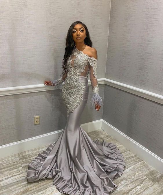 Glamorous black girl evening dresses mermaid prom dress - VelvetHem