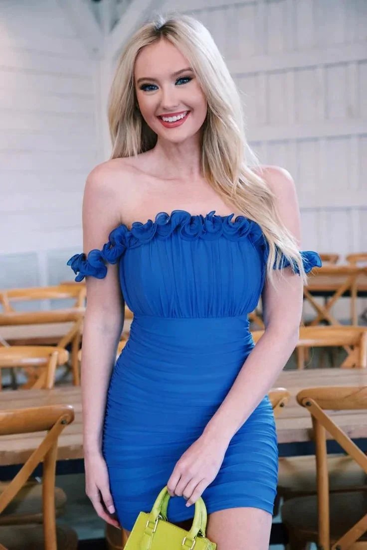 Unique Blue Off The Shoulder Homecoming Dresses Mini Tight Party Dress Dresses (ZD12435)