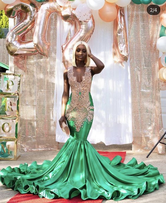 Green Evening Dress Mermaid Long Prom Dress For Women - VelvetHem