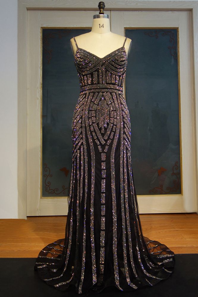 Floor Length Sheath Spaghetti Sweetheart Sequined Patterns Prom Dresses - VelvetHem