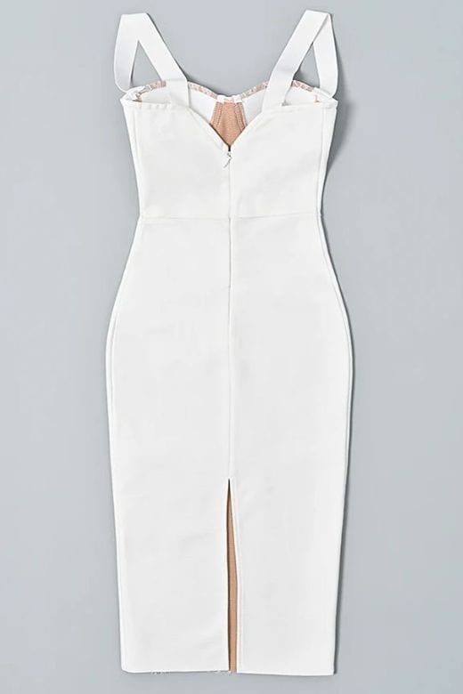 Genevieve Bodycon Midi Dress - White Pearl