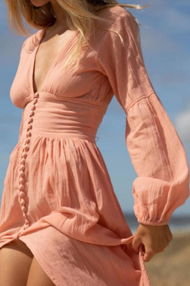 Nicolasa Statement Pleated V Neck Milkmaid Maxi Dress Boutique Collection
