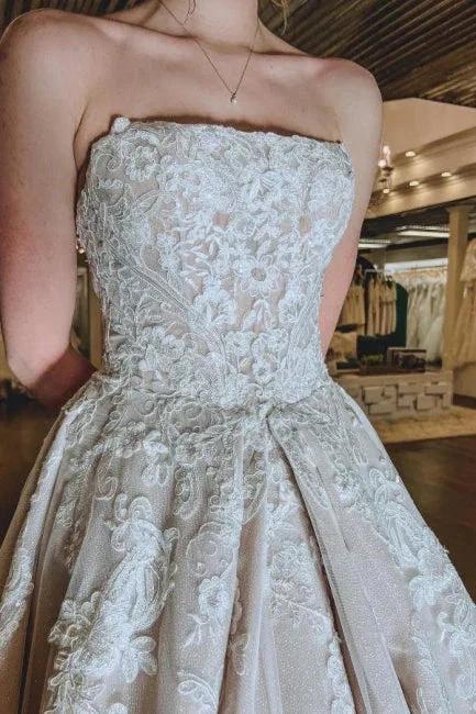 Gorgeous A-Line Lace Appliques Sleeveless Wedding Dresses (ZD14594)