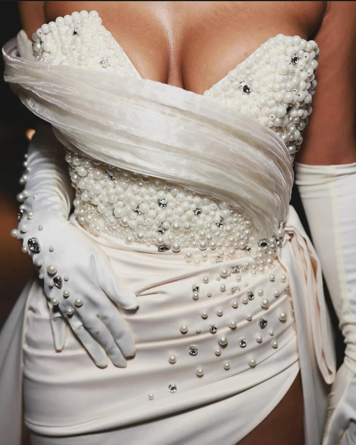 Gorgeous Column Satin One Shoulder Sleeveless White Wedding Dress With Beading Split Train (ZD15562)