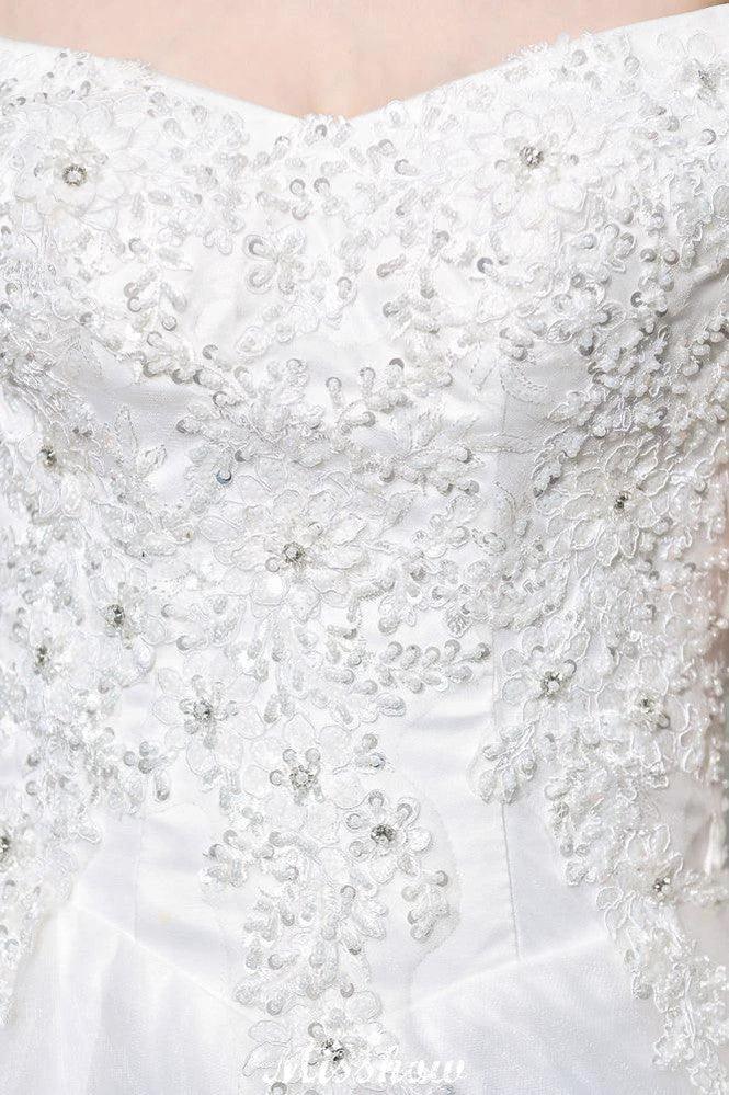 Gorgeous Off the Shoulder White aline Bridal Gown Garden Lace Appliques Wedding Dress (ZD13961)