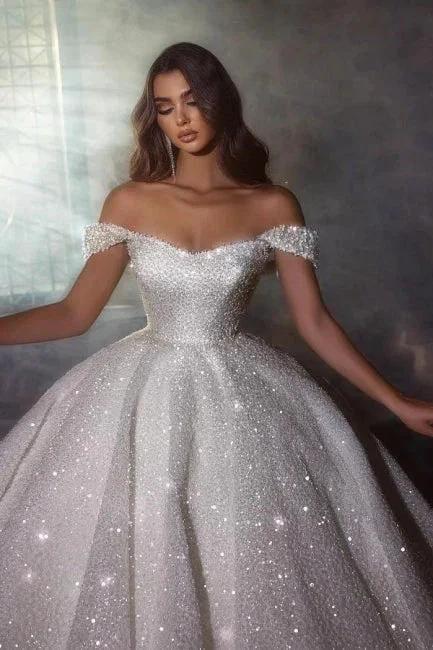 Gorgeous Princess A-line Off-the-shoulder Wedding Dresses With glitter (ZD14597)