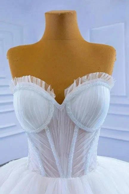 Gorgeous Princess Long White A-line Sleeveless Wedding Dresses (ZD14967)