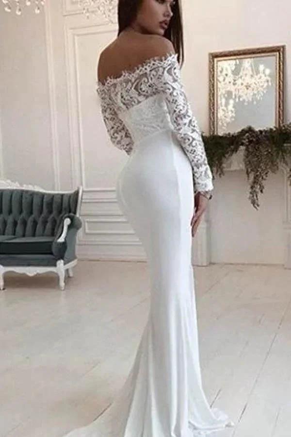 Gorgeous Scoop White Mermaid Long Wedding Dress (ZD15462)