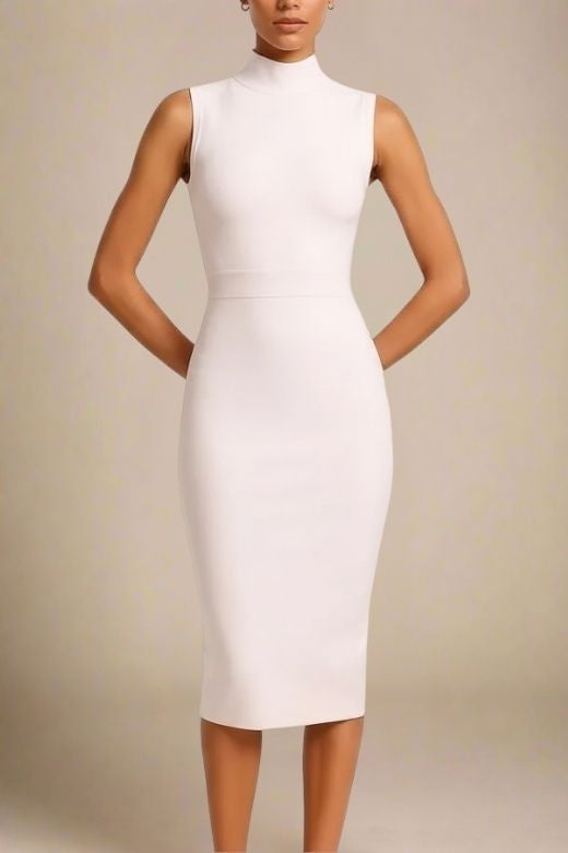Grace Bandage Midi Dress - Cream