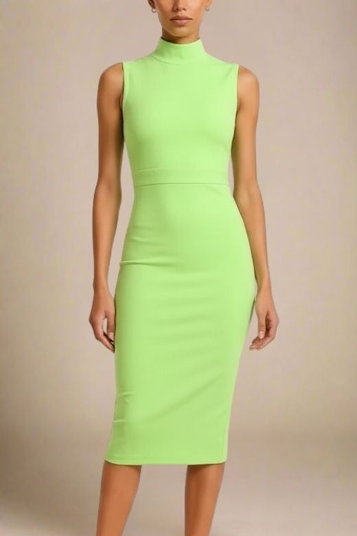 Grace Bandage Midi Dress - Neon Green