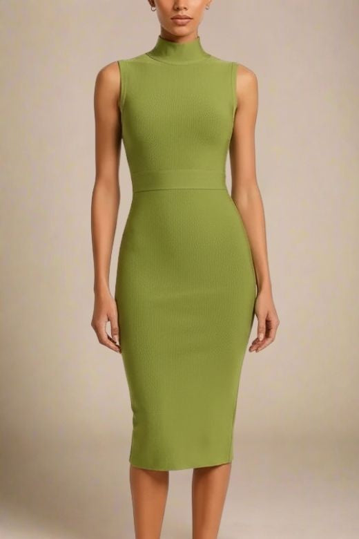Grace Bandage Midi Dress - Olive Green
