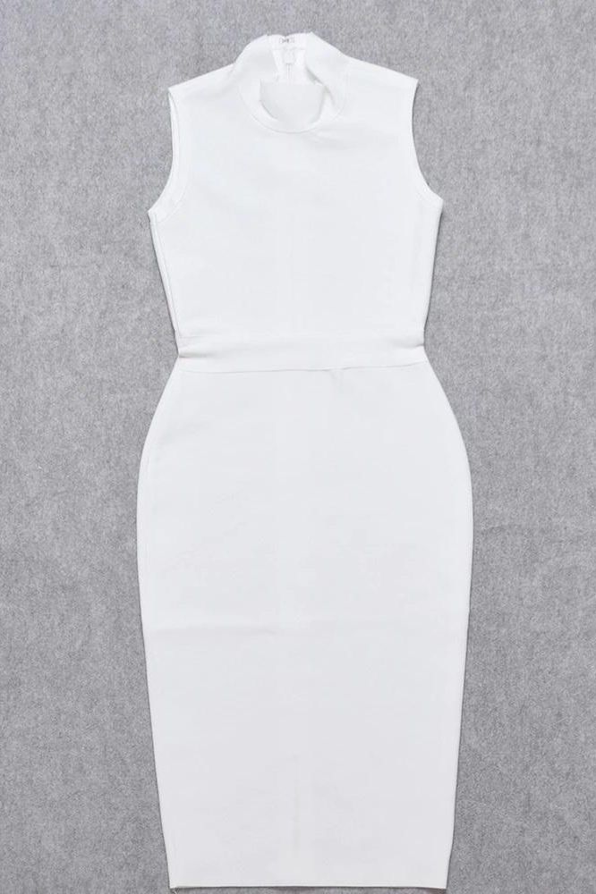 Grace Bandage Midi Dress - White Pearl