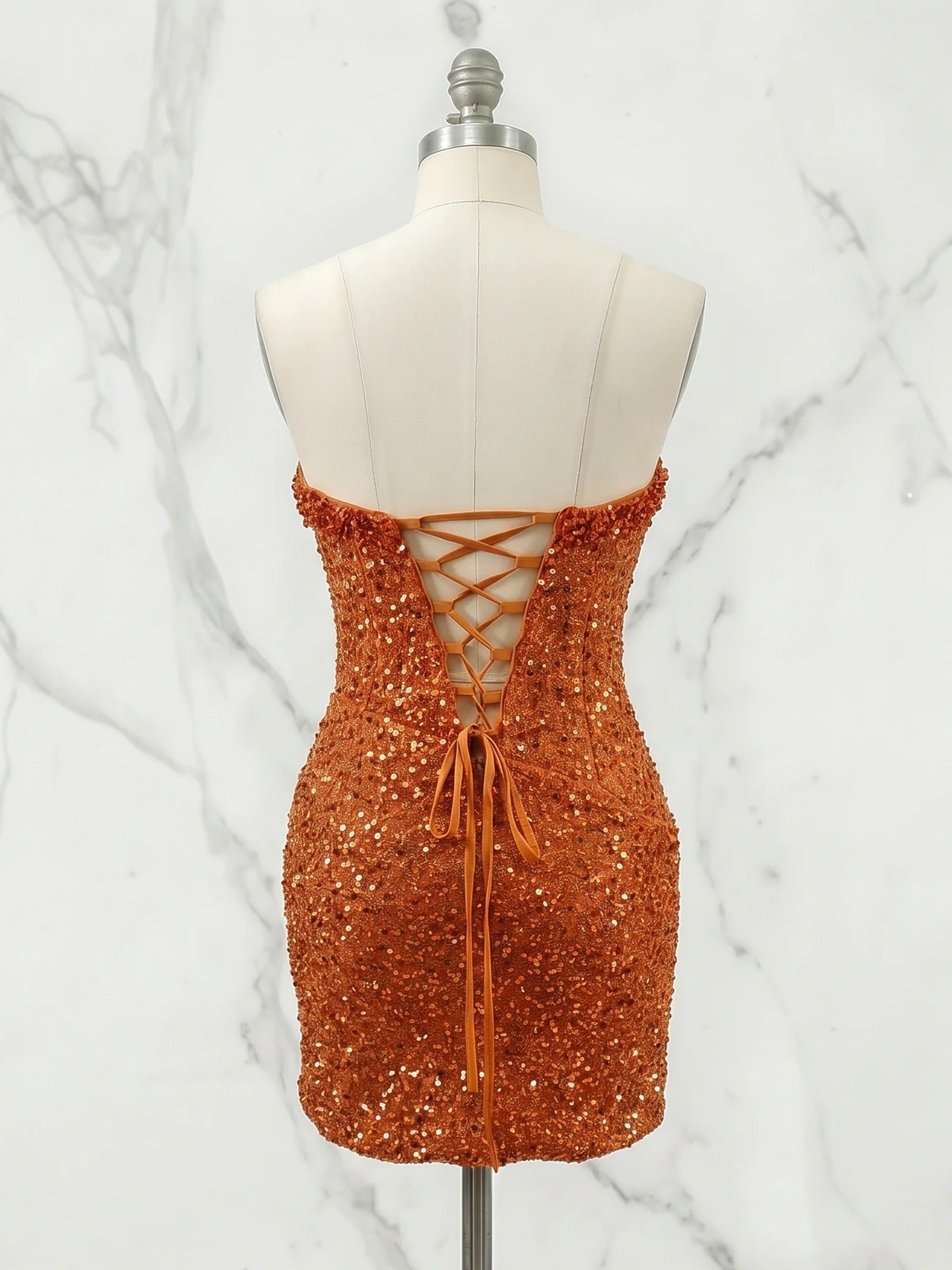 Glitter Strapless Mermaid Sequined Short Mini Homecoming Dress
