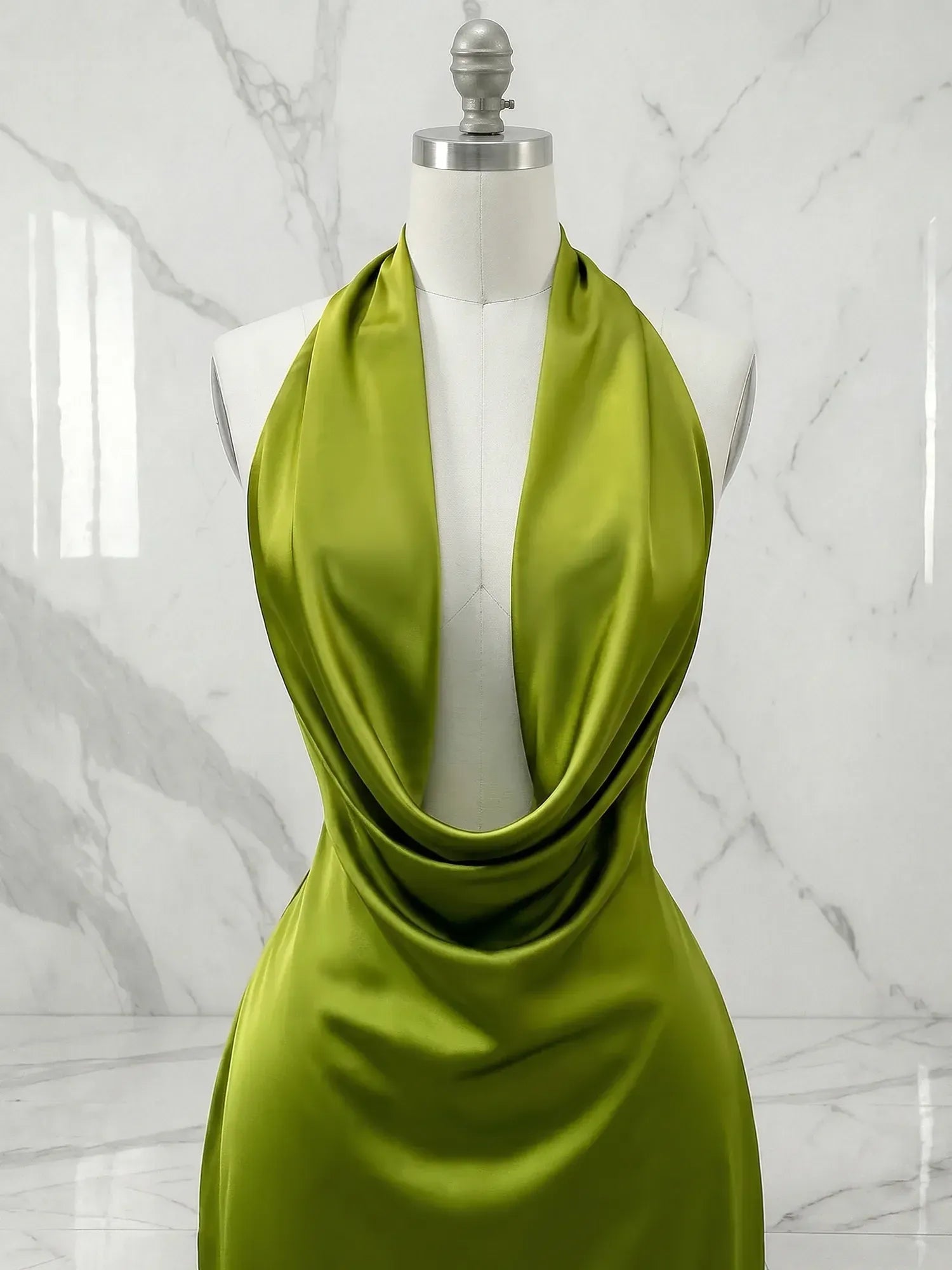 Halter Cowl Neck Satin Mini Dress Homecoming Dresses