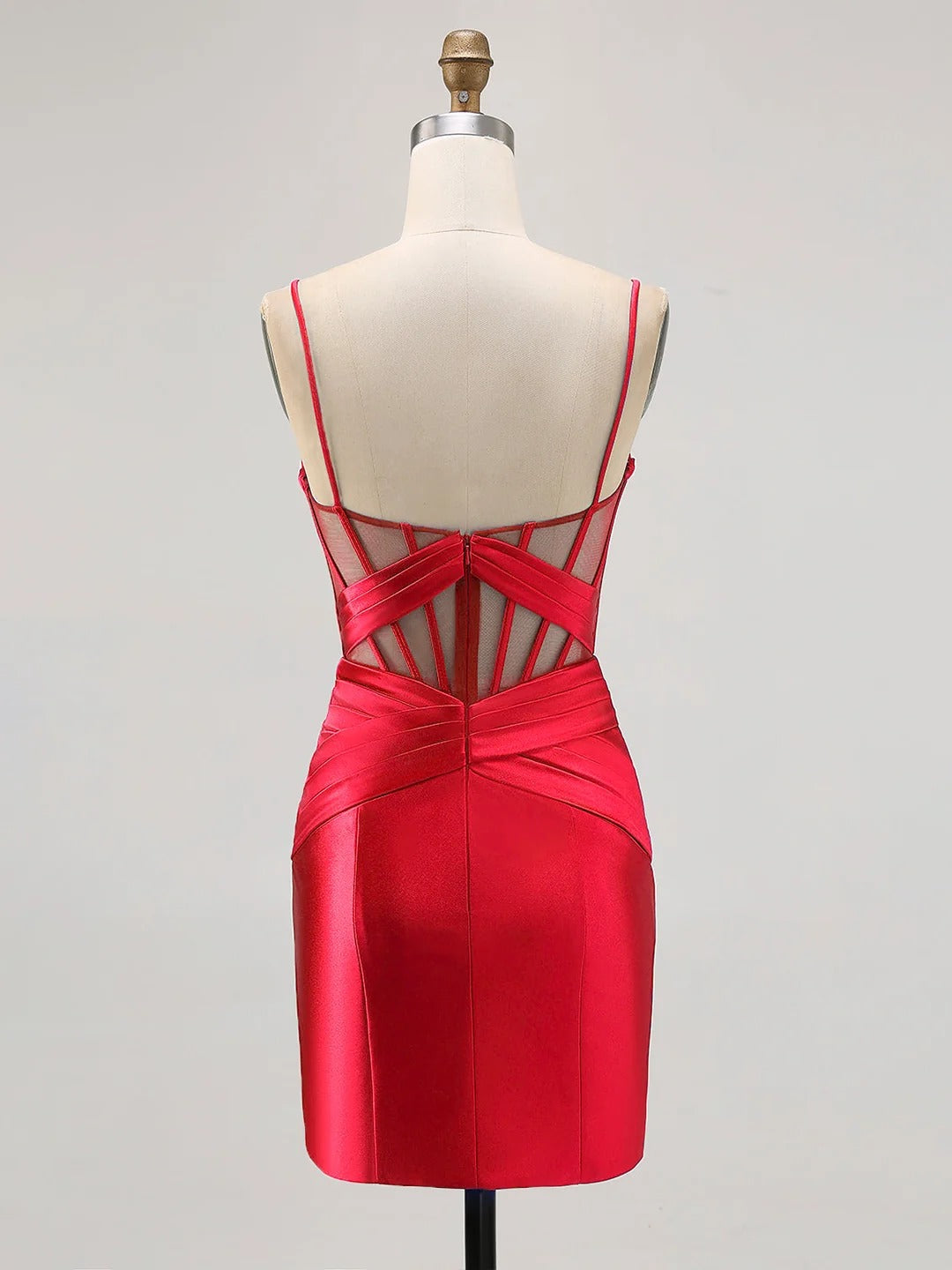 Bodycon Sheer Corset Pleated Mini Dress with Slit