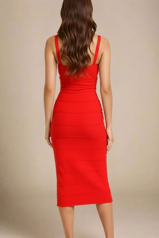 Heidi Bandage Midi Dress - Lipstick Red