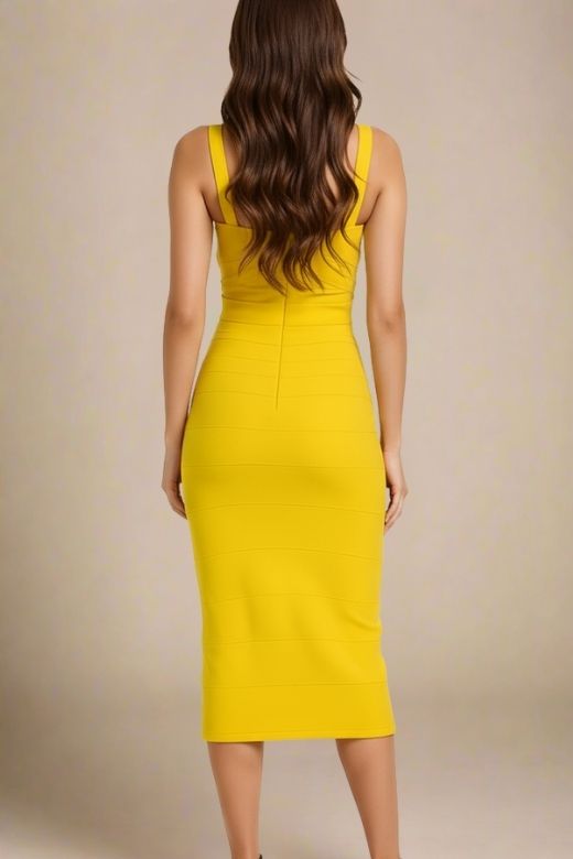 Heidi Bandage Midi Dress - Sun Yellow