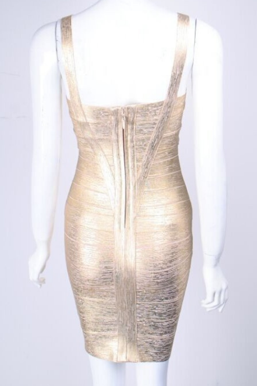 Heidi Bandage Mini Dress - Gold