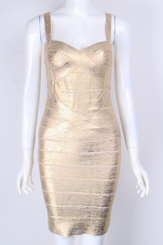 Heidi Bandage Mini Dress - Gold