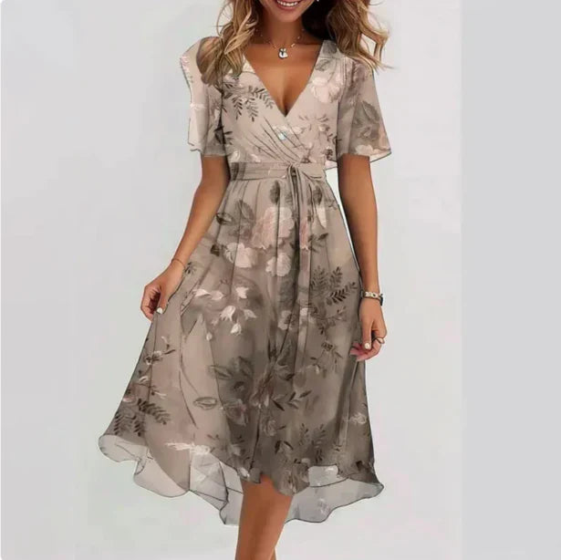 Genoveva Elevated Women's V Neck Dress Statement Occasion Edit