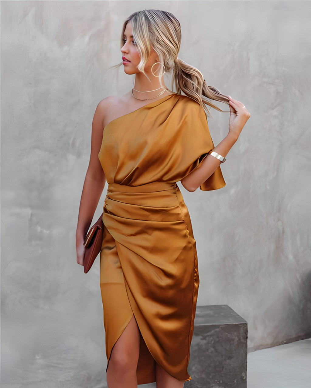 Camila Aesthetic Cocktail Dress with One Shoulder Statement Occasion Edit