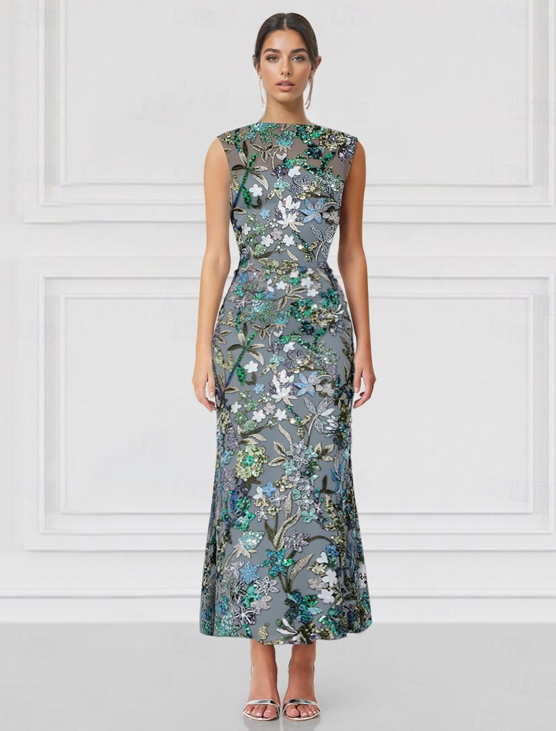 Fully Appliques Scoop Sleeveless Appliques Embellished Evening Dresses