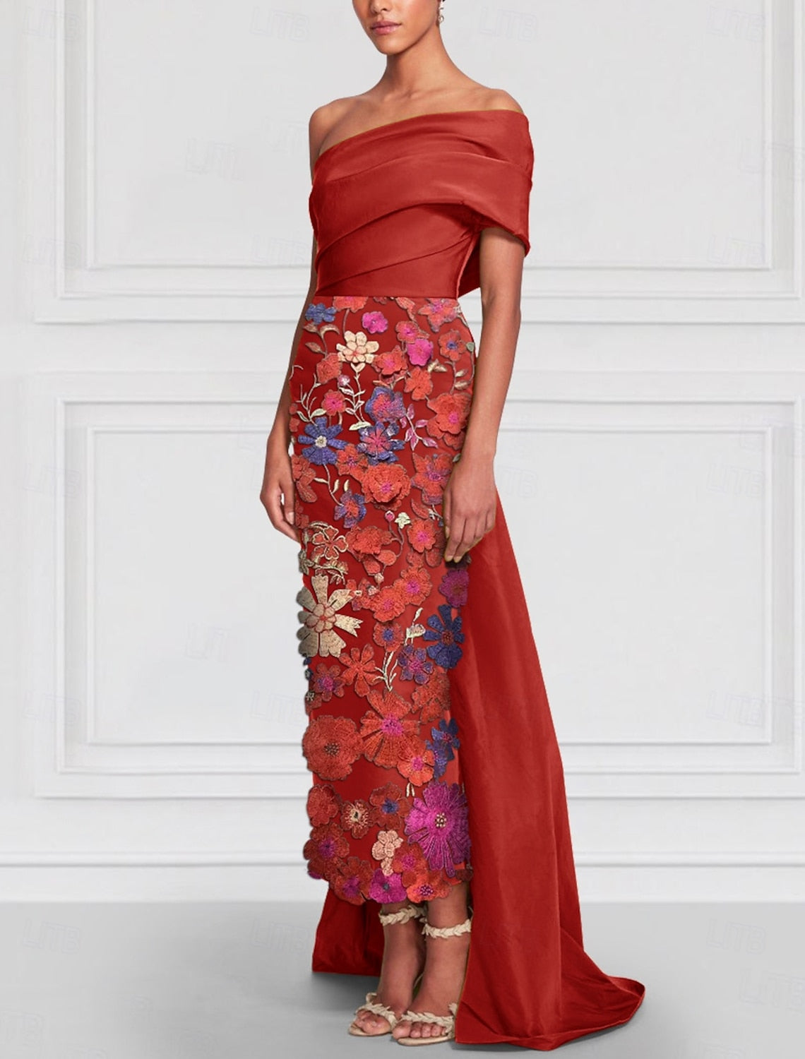 Simple & Casual One Shoulder Appliques Pleated Mermaid Evening Dresses