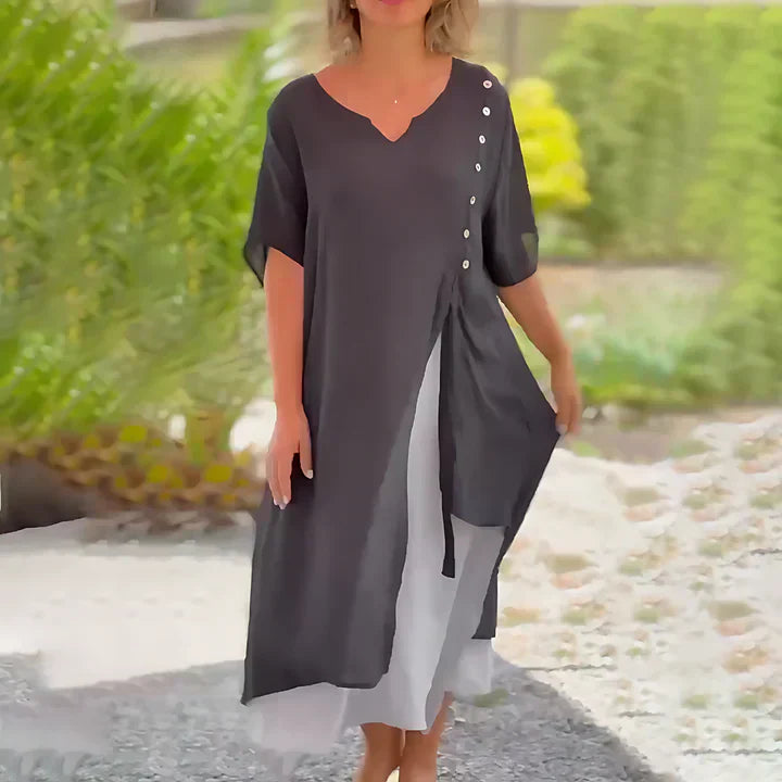 Thalía Minimalist Cotton and Linen Dress Premium Wardrobe Essential